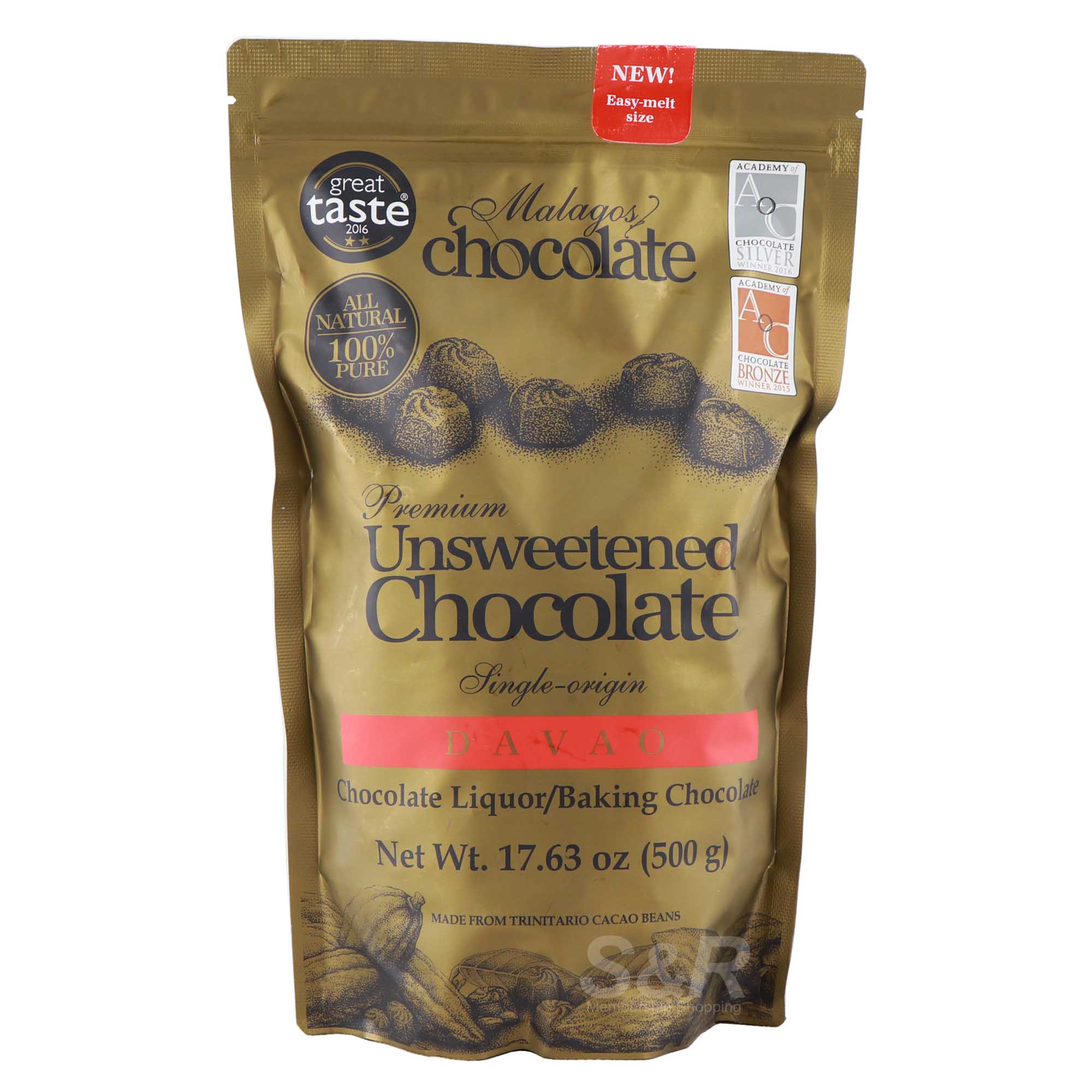 Malagos Cacao Premium Unsweetened Chocolate 500g Malagos Cacao Premium Unsweetened Chocolate 500g